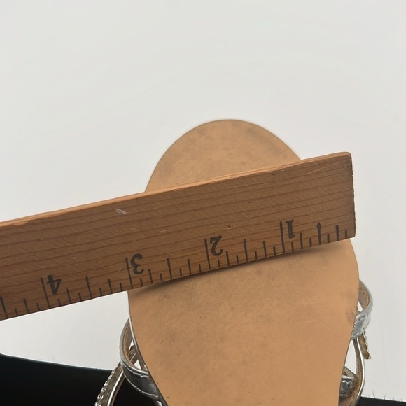 I. Miller silver rhinestone ankle strap low wedge heel sandals 7 M - Picture 6 of 8